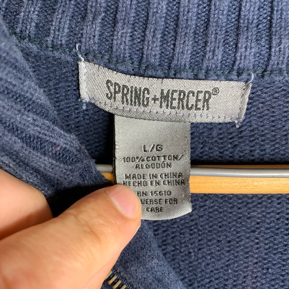 Spring + Mercer Zip Henley Sweater Dark Blue Formal Dream - Picture 3 of 3